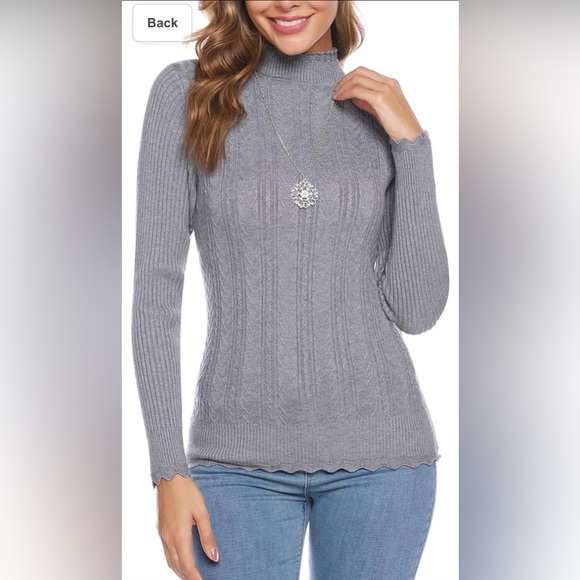 NWT iClosam Women's Long Sleeve Solid Mock Turtleneck Sweater size large grey - Picture 5 of 9